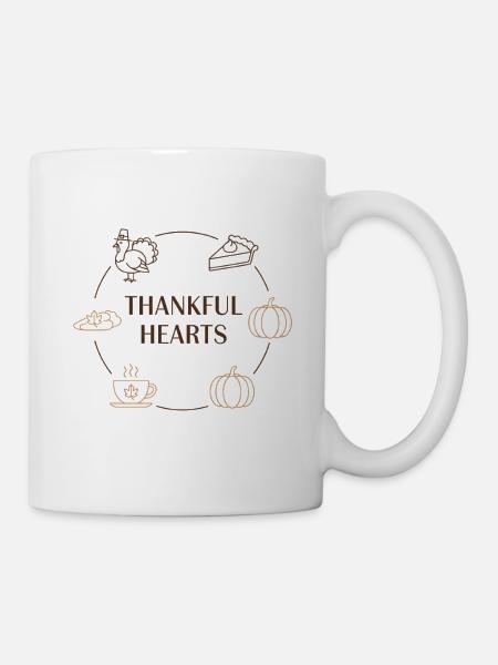 Dankbare Herzen Thanksgiving Kreis - Tasse - Weiß