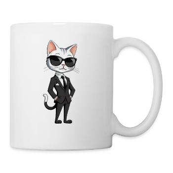 Elegant cat hero in suit - Mug - white - Right