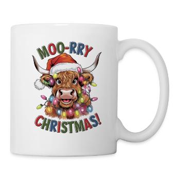 Moo-rry Christmas Lustige Weihnachtskuh - Tasse - Weiß - Rechts