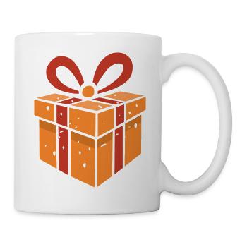 Cartoon gift box in retro style - Mug - white - Right