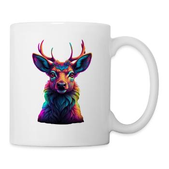 Neon Deer Head Portrait - Mug - white - Right