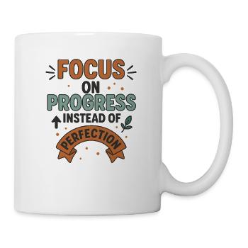 Progress Over Perfection, Motivational Quote  - Mug - white - Right