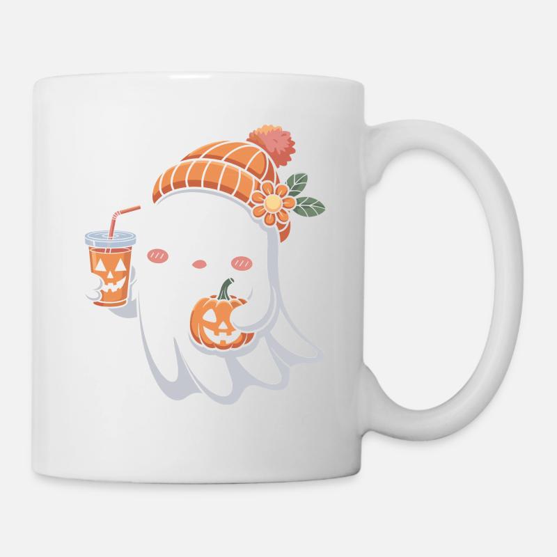 Ghost Halloween Pumpkin Latte Fun - Mug blanc - blanc