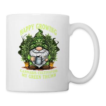 Happy Growing Cannabis Zwerg Weihnachts Gnom - Tasse - Weiß - Rechts