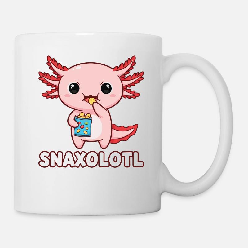 Mignon axolotl rose mangeant des chips - Mug blanc - blanc