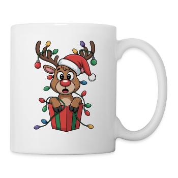 Rentier mit Lichterkette - Tasse - Weiß - Rechts