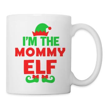 Mama Elf Weihnachten T-Shirt - Tasse - Weiß - Rechts