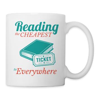 Reading the cheapest Ticket to everywhere - Mug - white - Right
