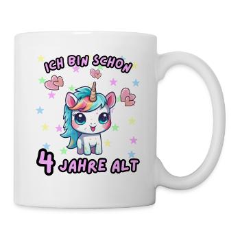 Licorne Anniversaire Design 4 Ans - Mug blanc - blanc - Droite