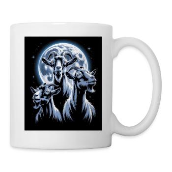 Trois chèvres devant la pleine lune et la nuit étoilée - Mug blanc - blanc - Droite