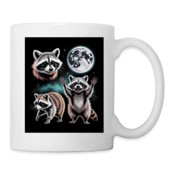 Waschbären Unter Dem Vollmond Nachtwald - Tasse - Weiß - Rechts