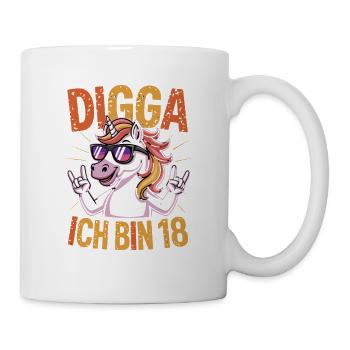  Digga Ich Bin 18 Einhorn Spruch Lustig 18 - Tasse - Weiß - Rechts