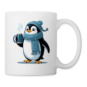 Pingouin câlin avec casquette bleue - Mug blanc - blanc - Droite