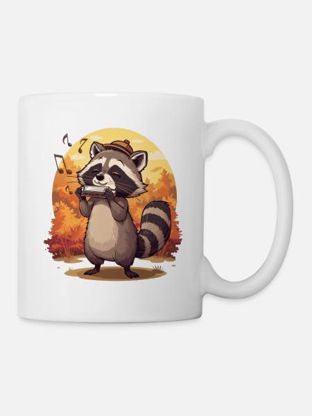 Herbstlicher Waschbärenharmonika - Tasse - Weiß