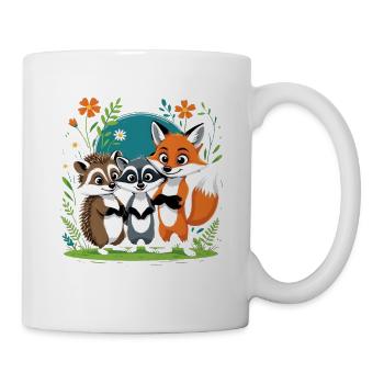 Waldfreunde Trio Fuchs Igel Waschbär - Tasse - Weiß - Rechts