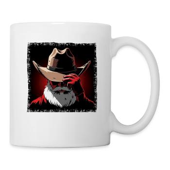 Minimalistischer Weihnachtsmann Gothic Cowboy  - Tasse - Weiß - Rechts