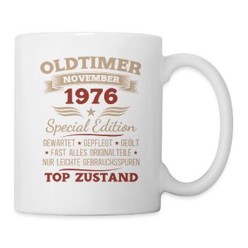 50. Geburtstag Geschenk Oldtimer November 1976 - Tasse - Weiß - Rechts
