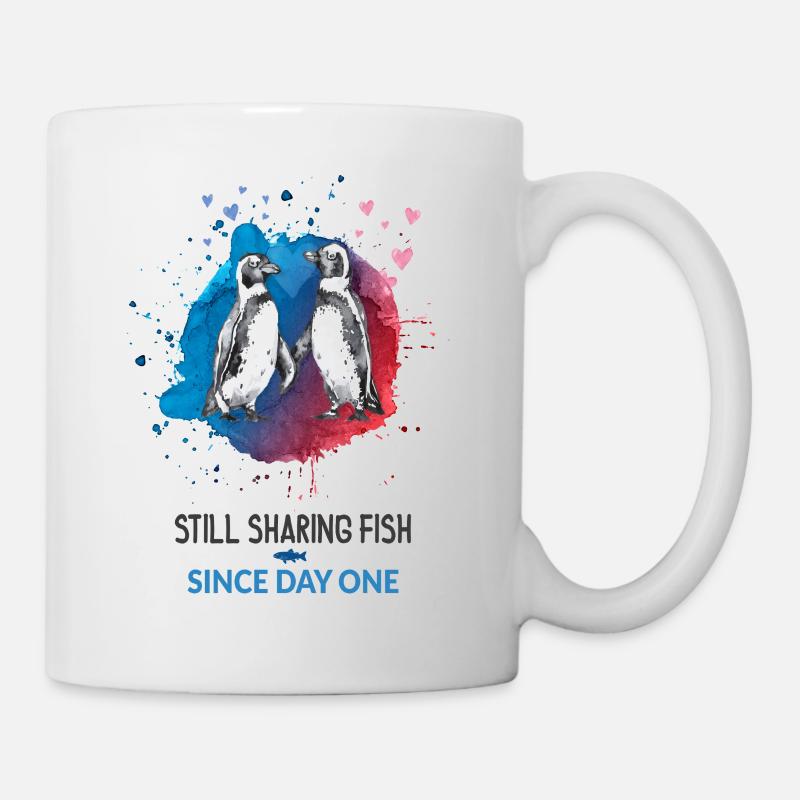 Still Sharing Fish - Chemise de couple pingouin drôle - Mug blanc - blanc