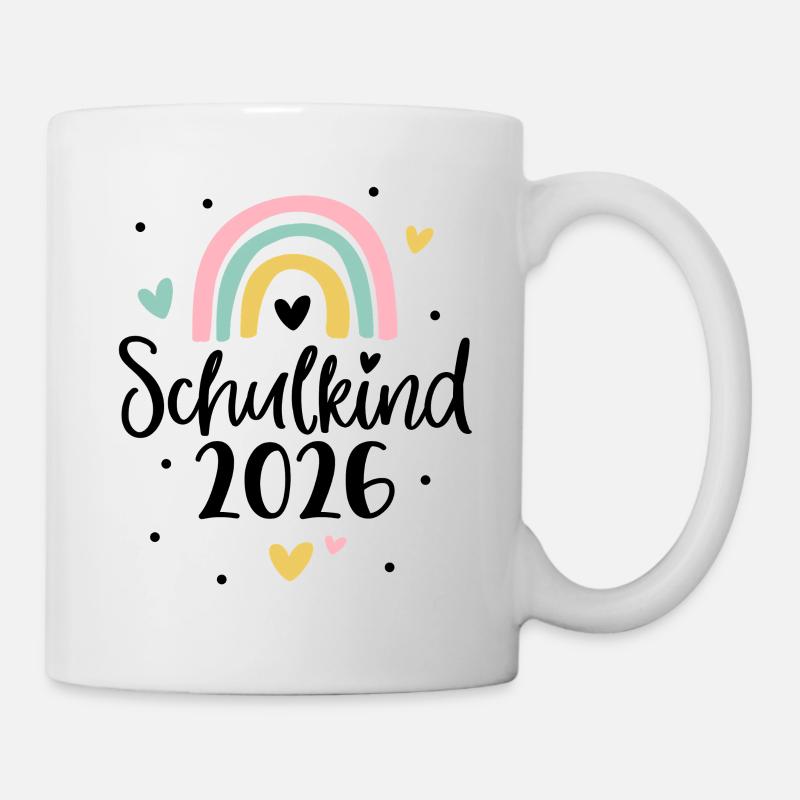 Schulkind 2026 Regenbogen Herz Einschulung - Tasse - Weiß