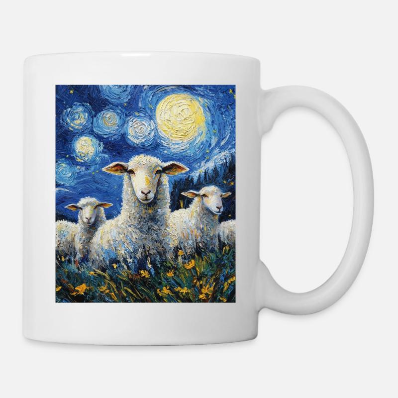 Mouton style Van Gogh Nuit étoilée - Mug blanc - blanc