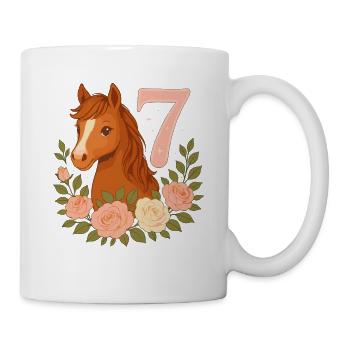 7th Birthday Girl, Horse, Pony, 7 Years Old - Mug - white - Right