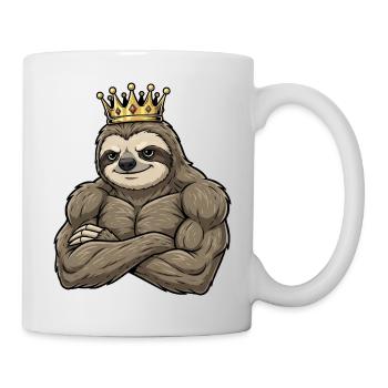 fort paresseux roi dessin animé fitness portrait - Mug blanc - blanc - Droite