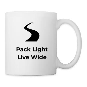 Pack Light, Live Wide – Travel Shirt - Tasse - Weiß - Rechts