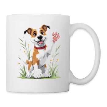 Fröhlicher Hund im Feld - Tasse - Weiß - Rechts