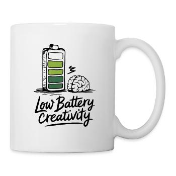 Humour créatif – batterie vide, idées perdues - Mug blanc - blanc - Droite
