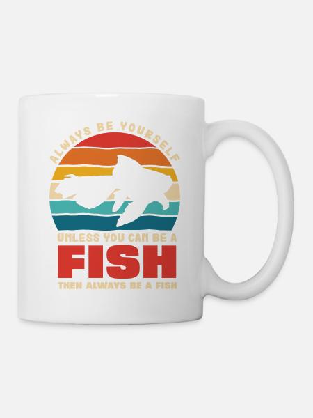 Fisch Selbst Sein Retro Sonnenuntergang - Tasse - Weiß