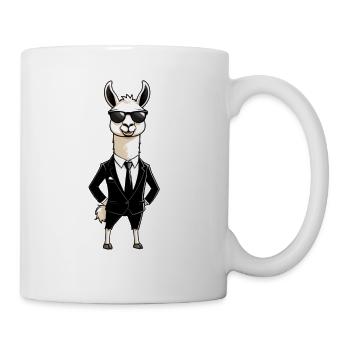 Llama in a suit with sunglasses - Mug - white - Right