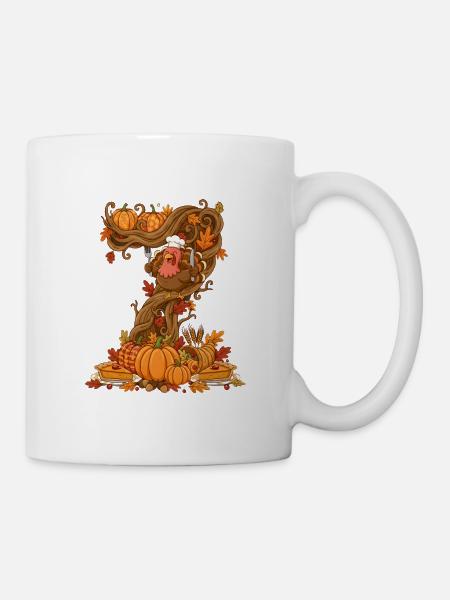 Herbsternte Truthahn auf gedrehtem Baum - Tasse - Weiß