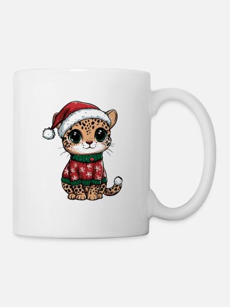 Leopard Weihnachten - Tasse - Weiß