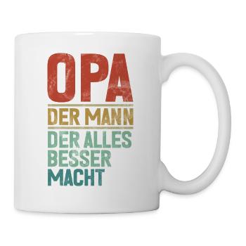 Opa Der Mann Der Alles Besser Macht Retro - Tasse - Weiß - Rechts