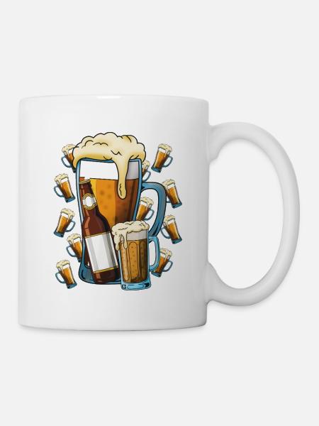 Bierfreude Krug Illustration - Tasse - Weiß
