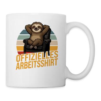 Offizielles Arbeitsshirt Faultier Faul Faulenzen - Tasse - Weiß - Rechts