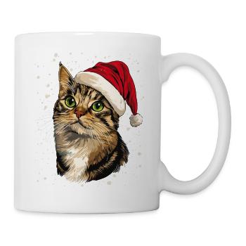 Chat Noël Hiver Chapeau Neige Hiver - Mug blanc - blanc - Droite