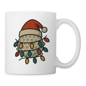 Funny Golf Ball with Santa Hat and Lights - Mug - white - Right
