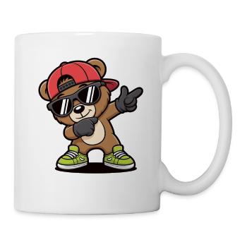 Dabbing Bear avec casquette et lunettes de soleil – Cool Kids - Mug blanc - blanc - Droite