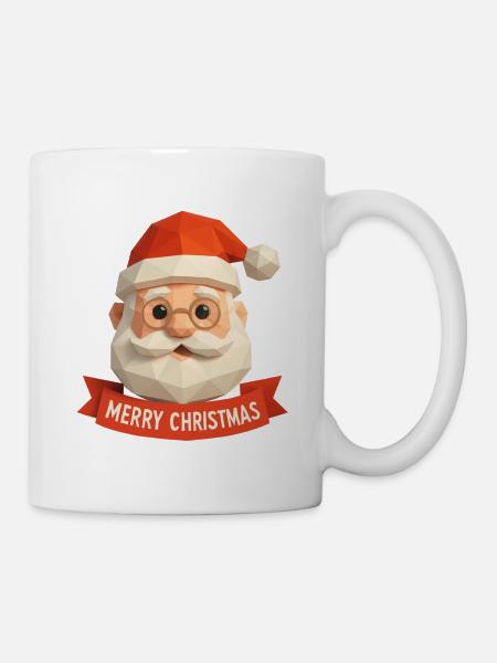 Polygon Weihnachtsmann – Modern Merry Christmas - Tasse - Weiß