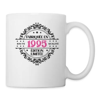 Hergestellt im Jahr 1995 Geburtstagsgeschenk Mädchen - Tasse - Weiß - Rechts