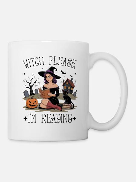 Hexe liest von Pumpkin Glow - Tasse - Weiß