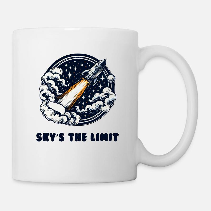 Der Himmel ist die Grenze Rakete in den Wolken - Tasse - Weiß