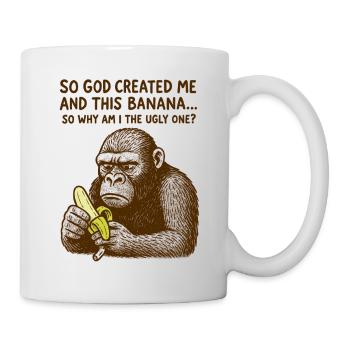 Funny Gorilla Banana Joke Retro Humour T-Shirt - Mug blanc - blanc - Droite