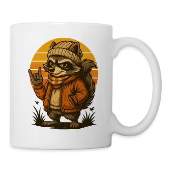 Cool raccoon retro style - Mug - white - Right