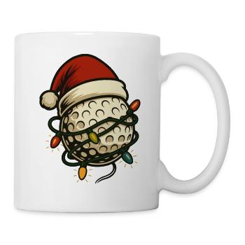 Merry Christmas Golf Ball Santa Lights Fun - Mug - white - Right