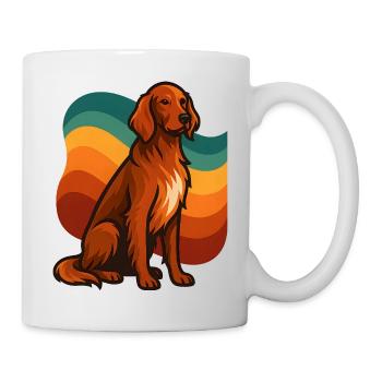 Chien setter rouge irlandais dans une palette de vagues rétro - Mug blanc - blanc - Droite