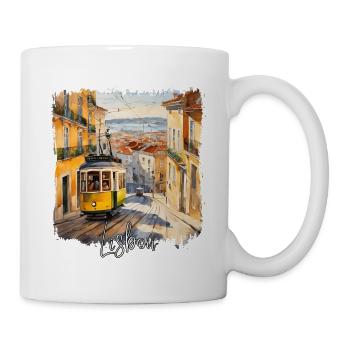 Aquarelle de Lisbonne, Lisbonne, Portugal - Mug blanc - blanc - Droite