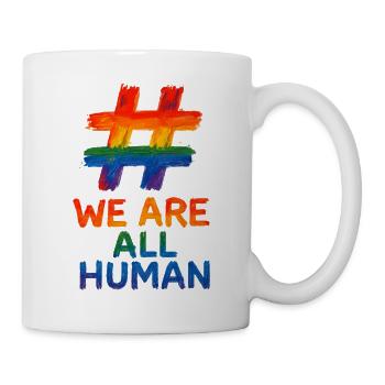 #WeAreAllHuman – Rainbow Watercolor Design - Mug - white - Right