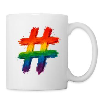 Hashtag coloré peint aux couleurs de l’arc-en-ciel - Mug blanc - blanc - Droite